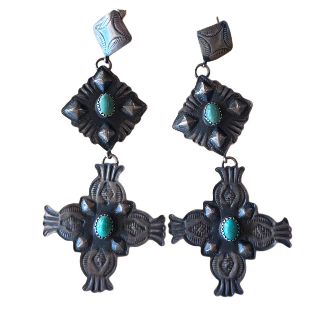 NATIVE AMERICAN PAWN RARE VINTAGE EARRINGS